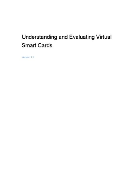 microsoft understanding and evaluating virtual smart cards|Understanding and Evaluating Virtual Smart Cards .